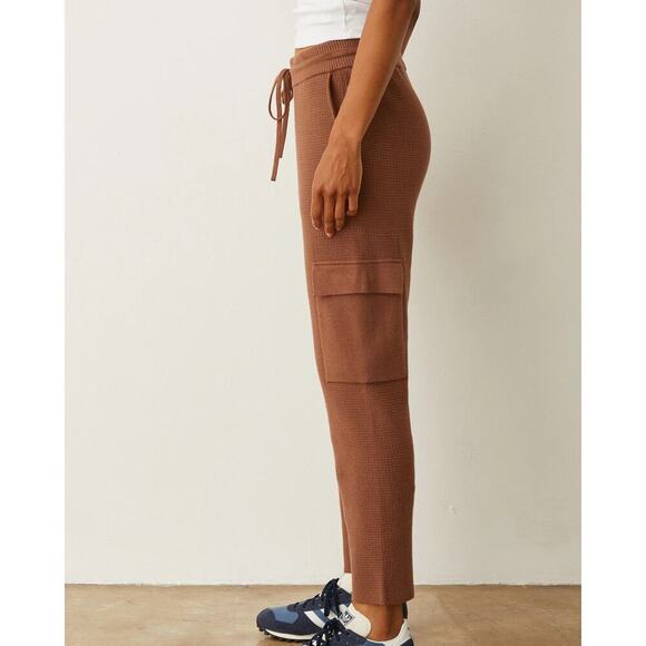 MONROW Waffle cargo joggers Burnt Caramel Small NWT - Picture 2 of 7